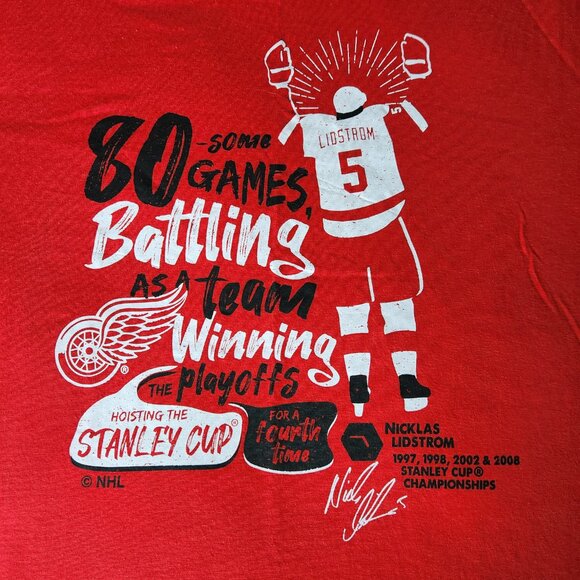 Red Wings Lidstrom T-shirt LG NHL Stanley Cup Molson Canadian Hockey Champions - Picture 5 of 8
